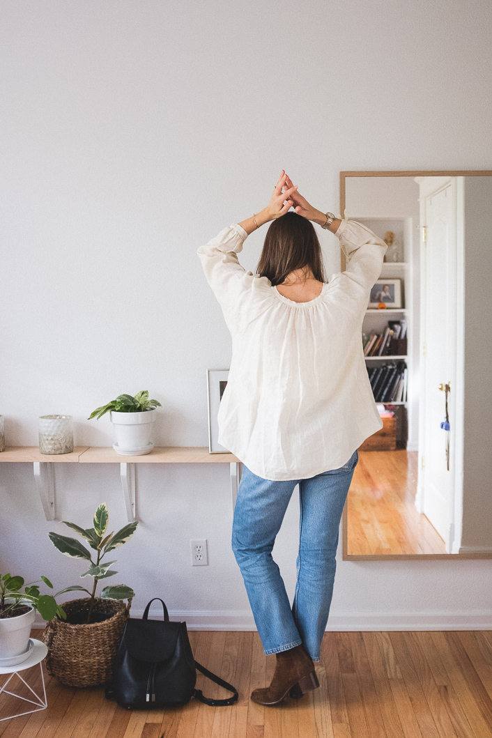 Linen Peasant Top