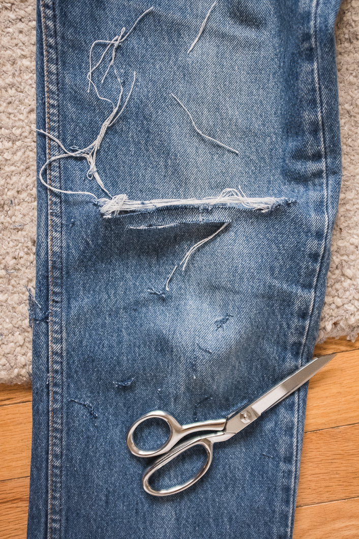 How I Bleached and Distressed my Vintage Jeans - Seasons + Salt