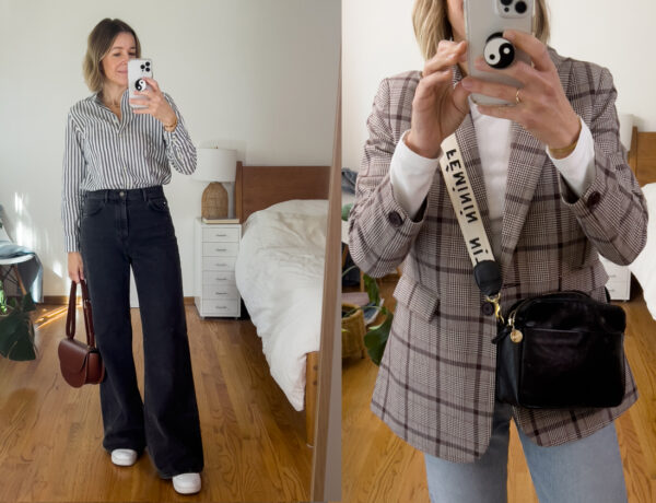 What I Wore: Leather Jackets + Plaid Blazers